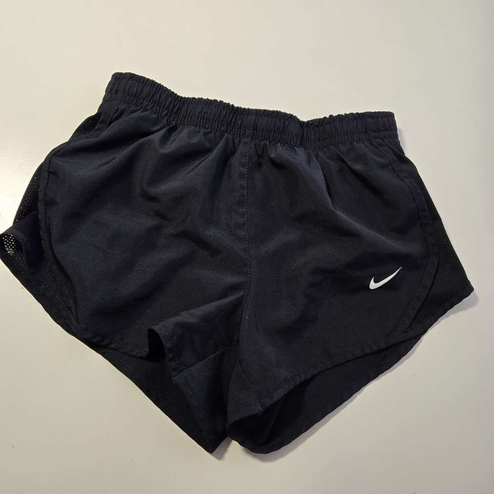 Nike Girls Black Dri Fit Running Shorts Size XS Built in Brief And Drawstring